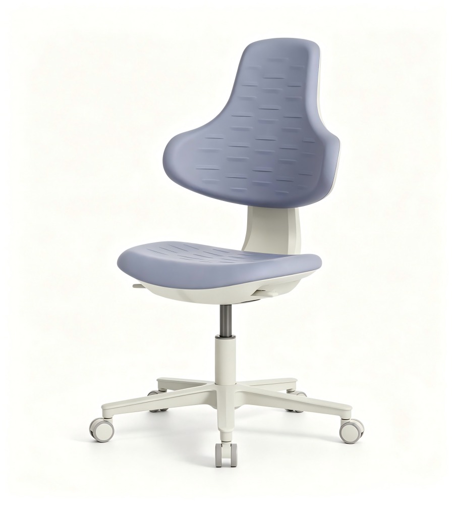 人體工學藍灰色布藝可升降傾仰帶轆辦公椅 Blue-Grey Fabric Ergonomic Office Chair