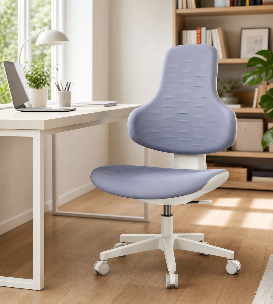 人體工學藍灰色布藝可升降傾仰帶轆辦公椅 Blue-Grey Fabric Ergonomic Office Chair