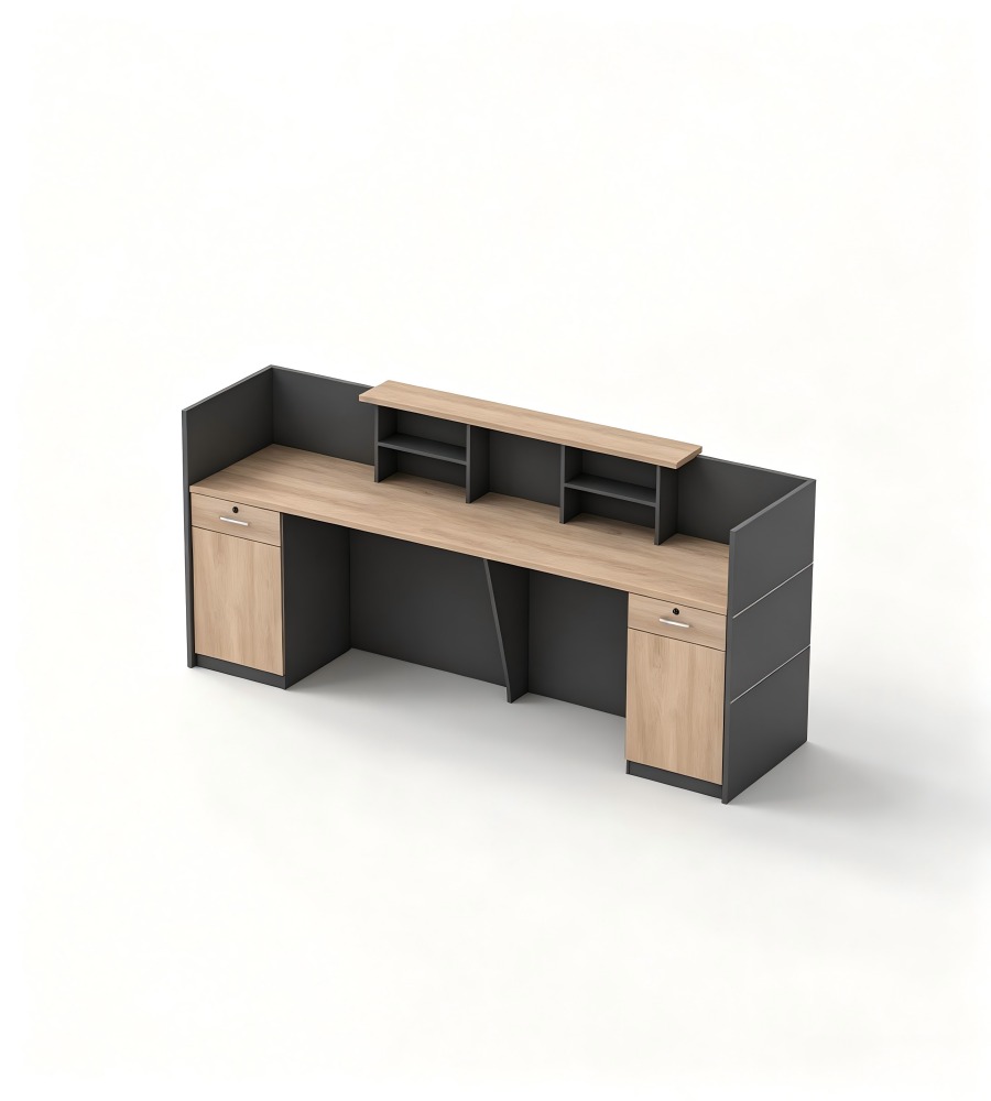 深木簡約接待台 Minimalist Wood-Tone Reception Desk