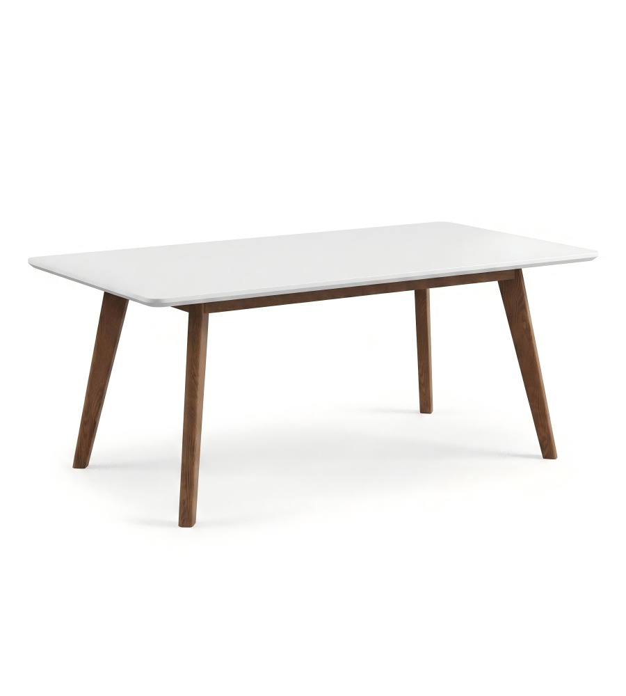 北歐白色白蠟木實木腳長方形茶几 Nordic White Ash Rectangular Coffee Table