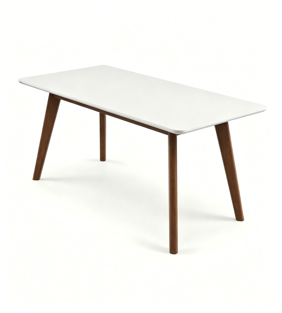 北歐白色白蠟木實木腳長方形茶几 Nordic White Ash Rectangular Coffee Table