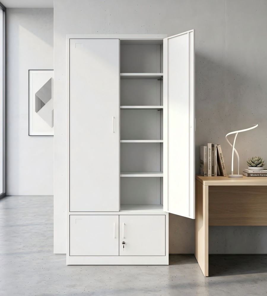 极简白色钢制文件柜 Minimalist White Steel File Cabinet