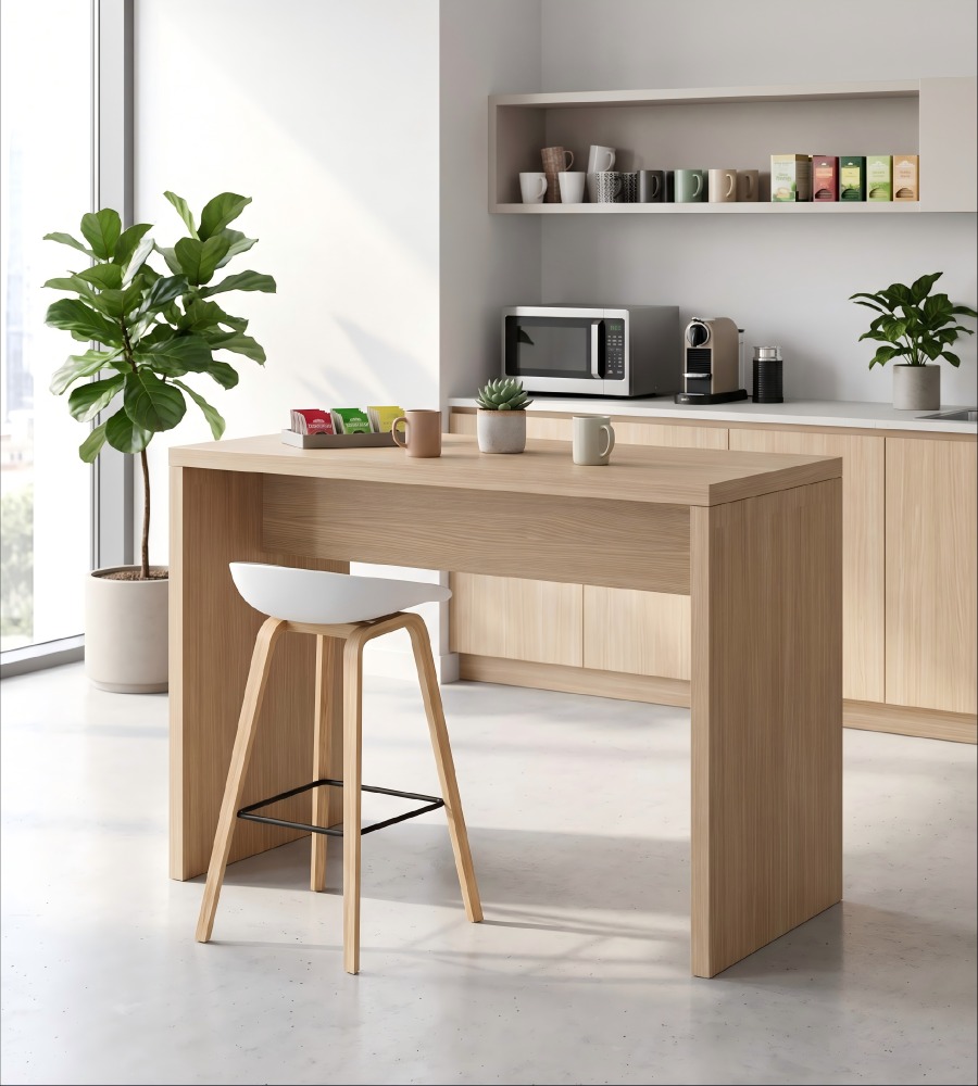 簡約淺木色木紋長方形吧枱 Minimalist Light Wood Bar Table