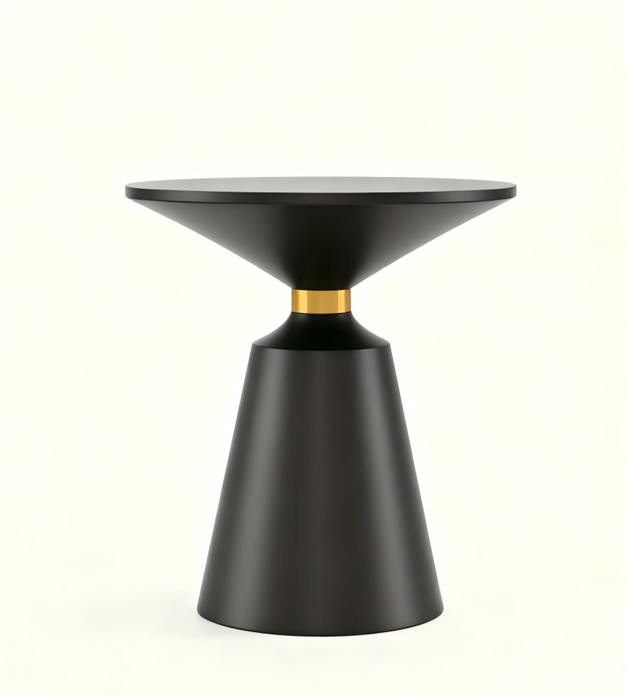 輕奢黑色實木圓形茶几 Light Luxury Black Solid Wood Round Coffee Table