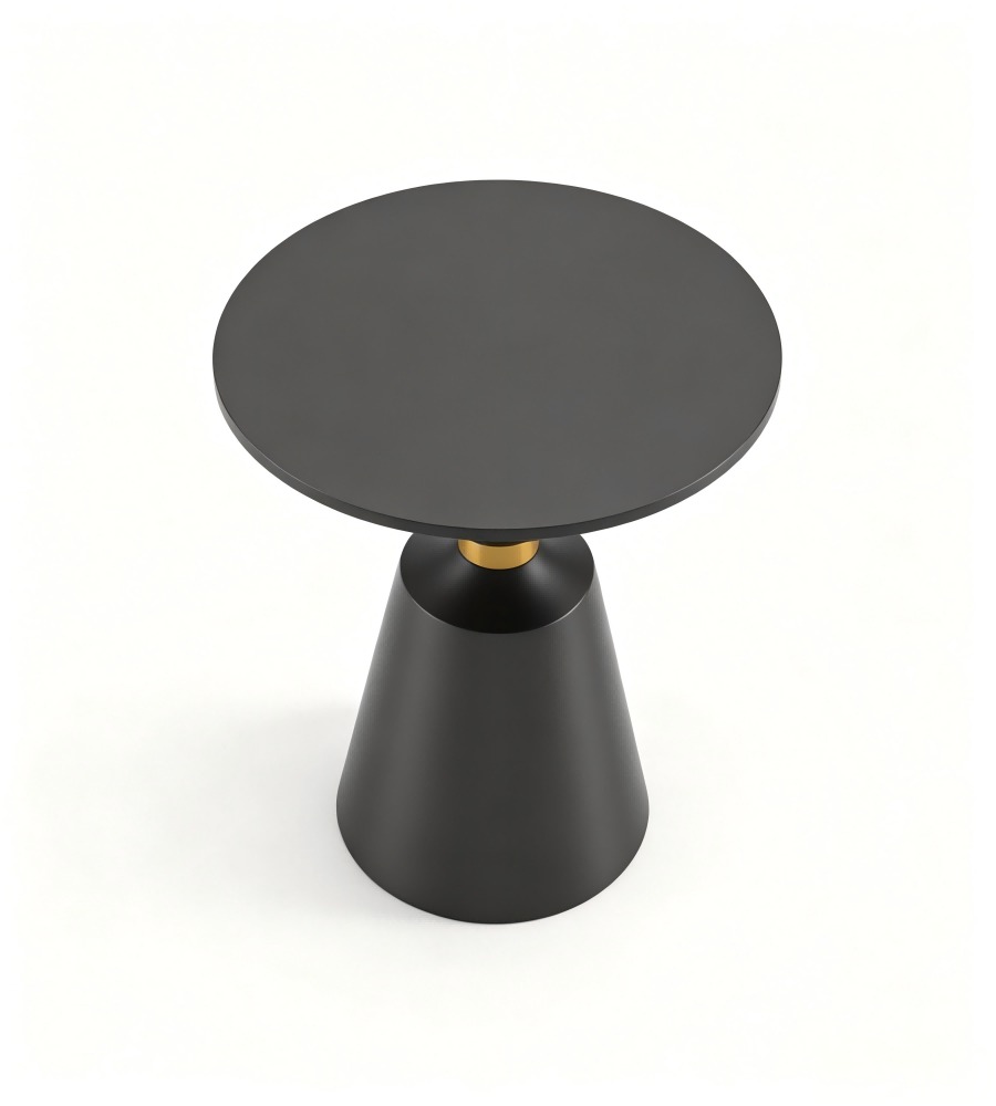 輕奢黑色實木圓形茶几 Light Luxury Black Solid Wood Round Coffee Table