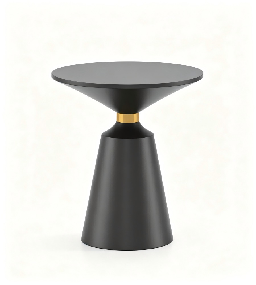 輕奢黑色實木圓形茶几 Light Luxury Black Solid Wood Round Coffee Table