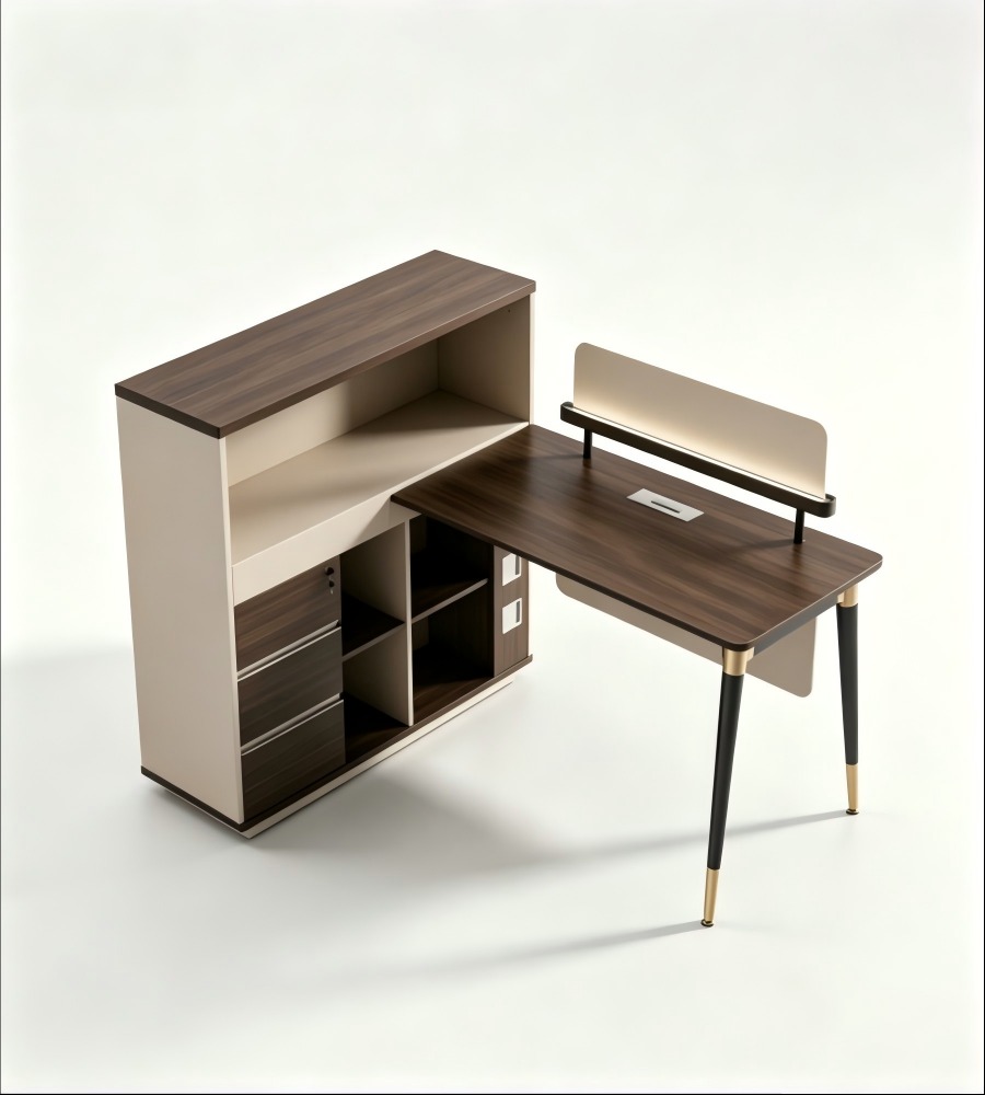 輕奢烤漆極簡收納辦公桌 Light luxury lacquered minimalist storage office desk