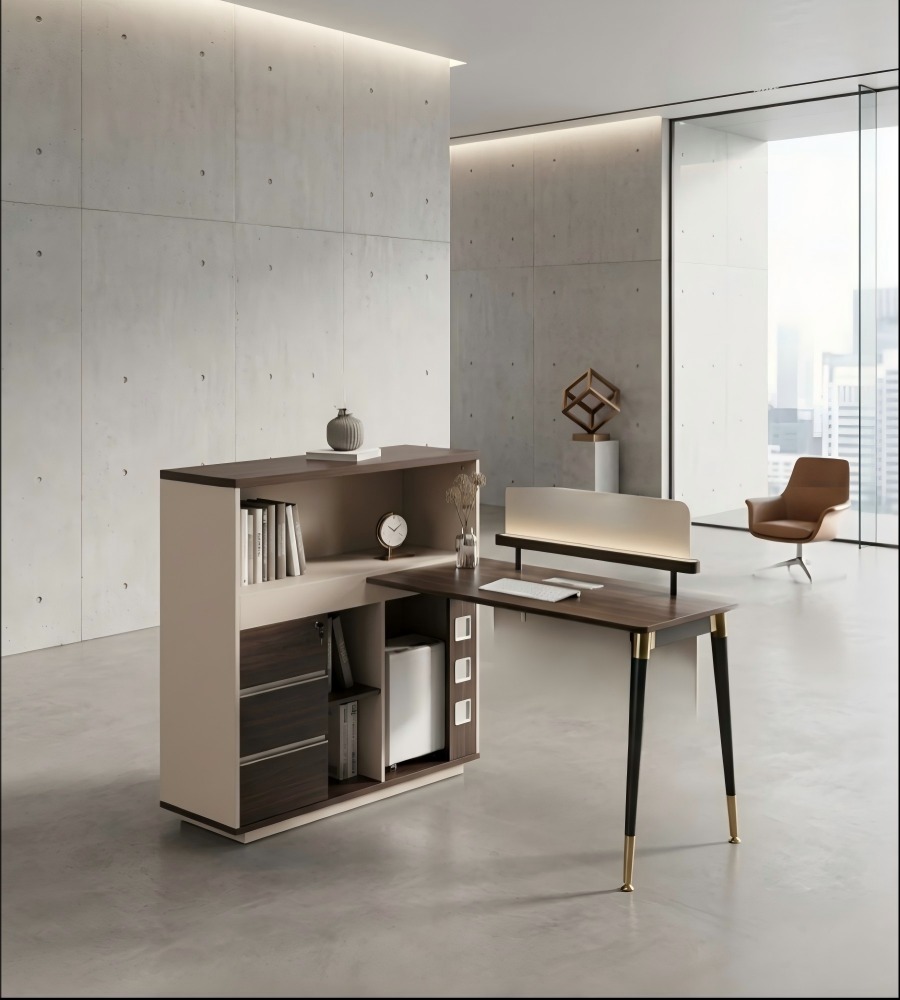 輕奢烤漆極簡收納辦公桌 Light luxury lacquered minimalist storage office desk