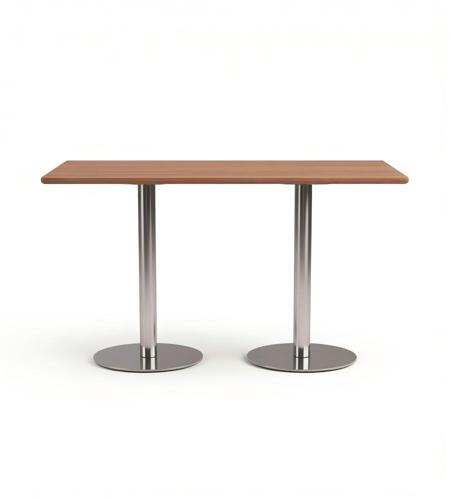 茶餐廳胡桃木色實木長方形不銹鋼腳餐枱 Modern Wood Dining Table