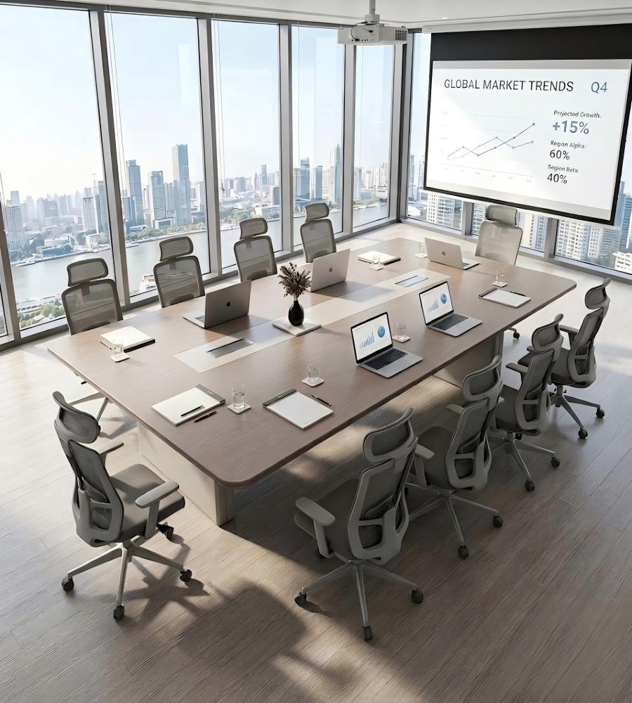 雙色簡約會議桌 Dual-Tone Minimalist Conference Table