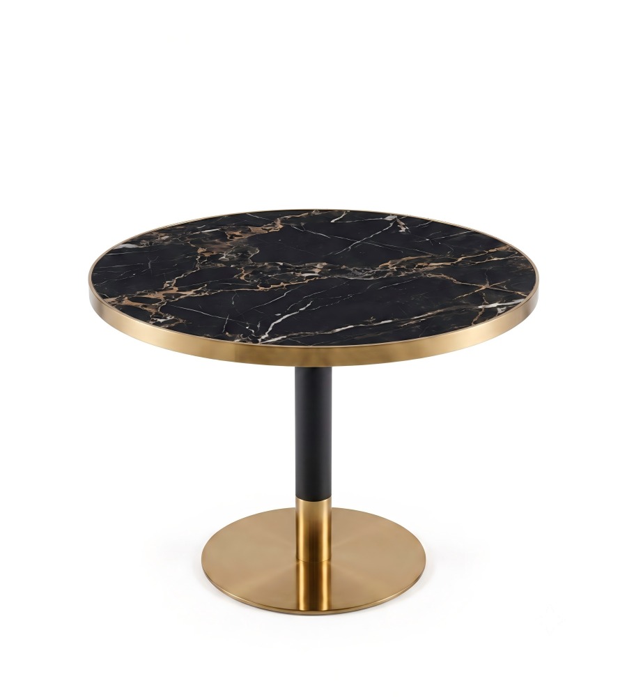 黑色岩板金色不銹鋼圓形洽談枱 Light Luxury Sintered Stone Round Table