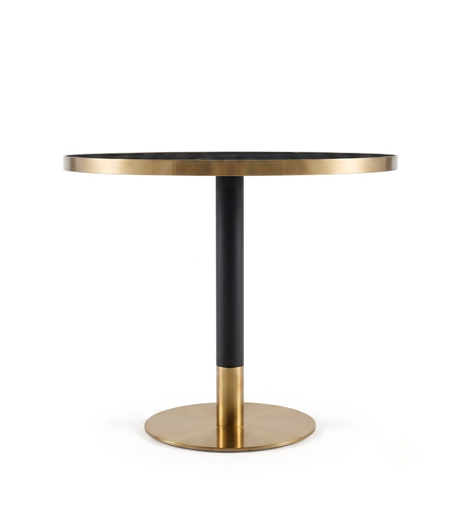黑色岩板金色不銹鋼圓形洽談枱 Light Luxury Sintered Stone Round Table