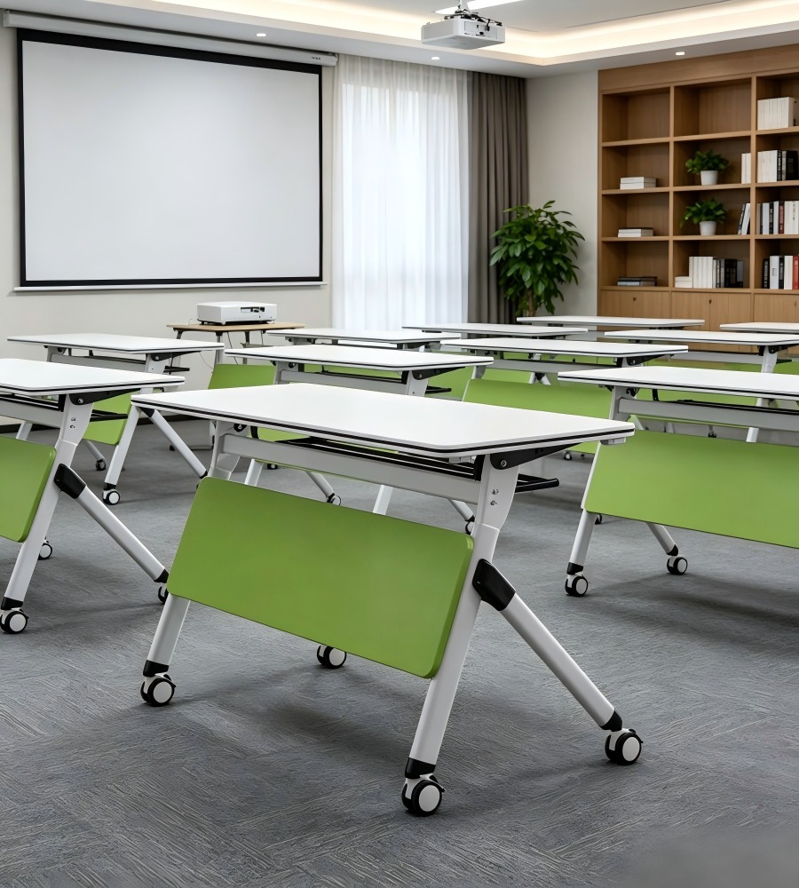 現代白色拼綠色可摺培訓枱 Modern White and Green Foldable Training Table
