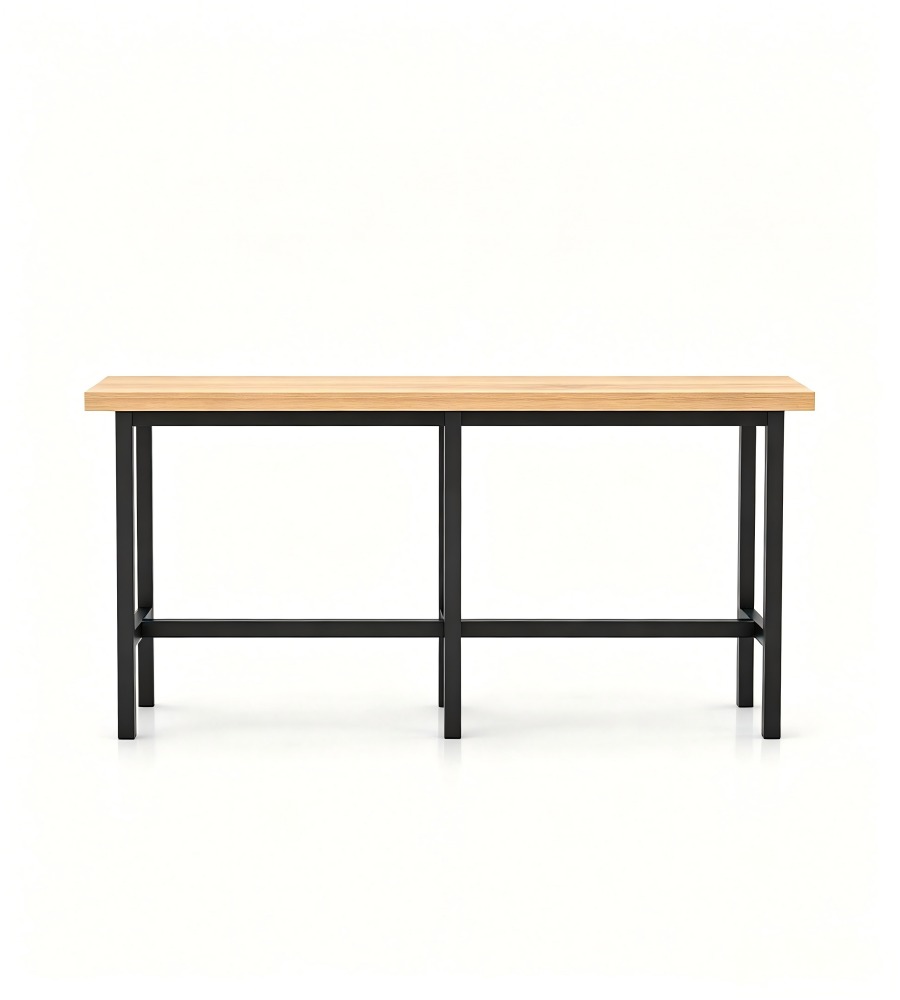 簡約原木色實木金屬腳可定制長方形吧枱 Minimalist Solid Wood Bar Table