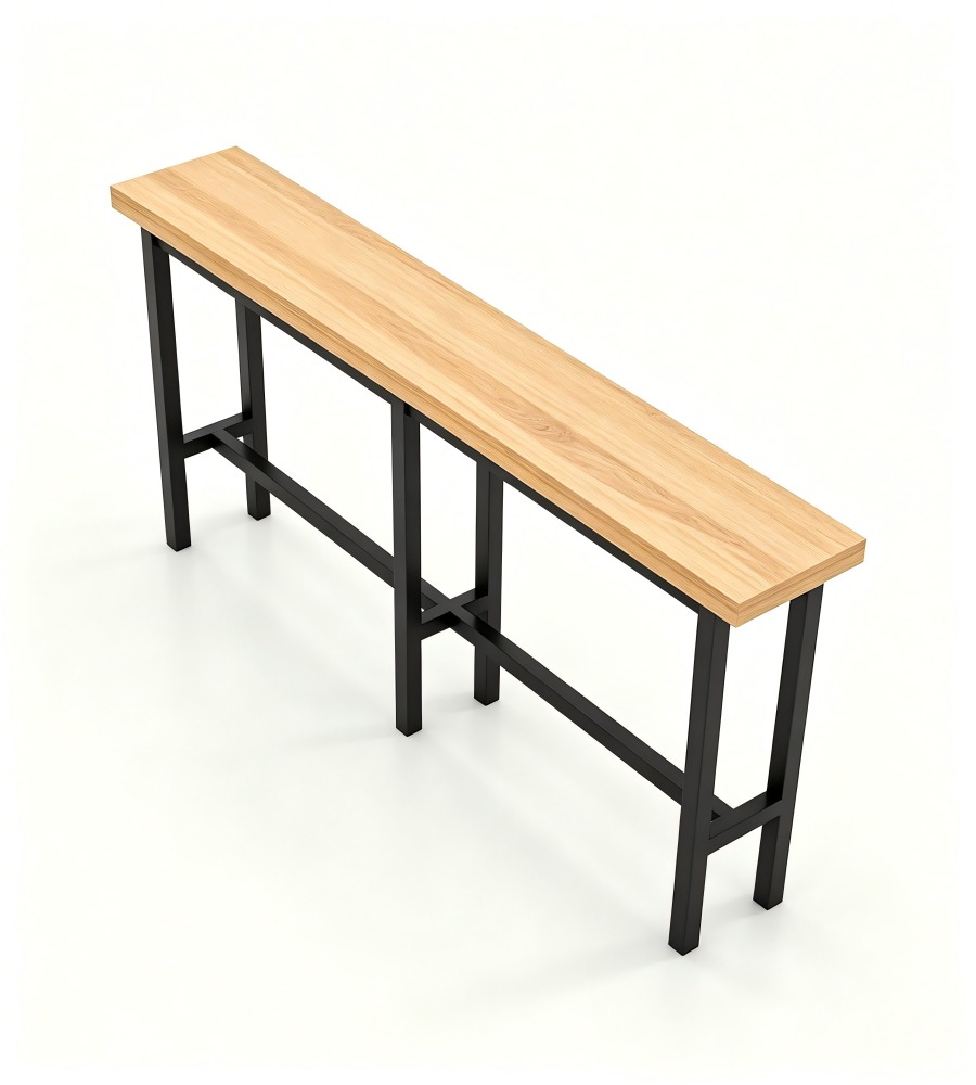 簡約原木色實木金屬腳可定制長方形吧枱 Minimalist Solid Wood Bar Table