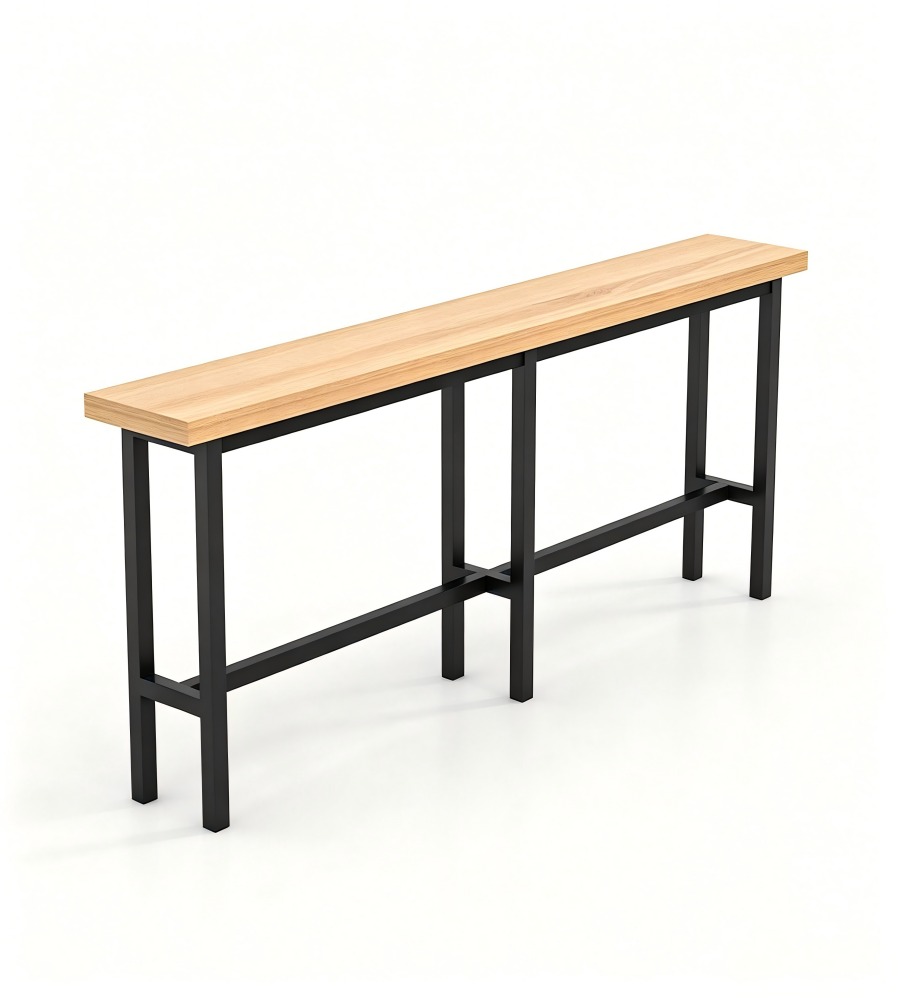 簡約原木色實木金屬腳可定制長方形吧枱 Minimalist Solid Wood Bar Table