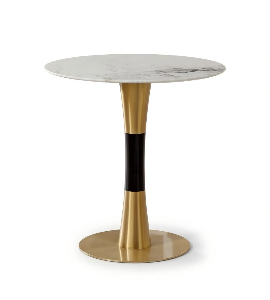 輕奢白色岩板雙色不銹鋼圓形洽談枱 Light Luxury Sintered Stone Round Table