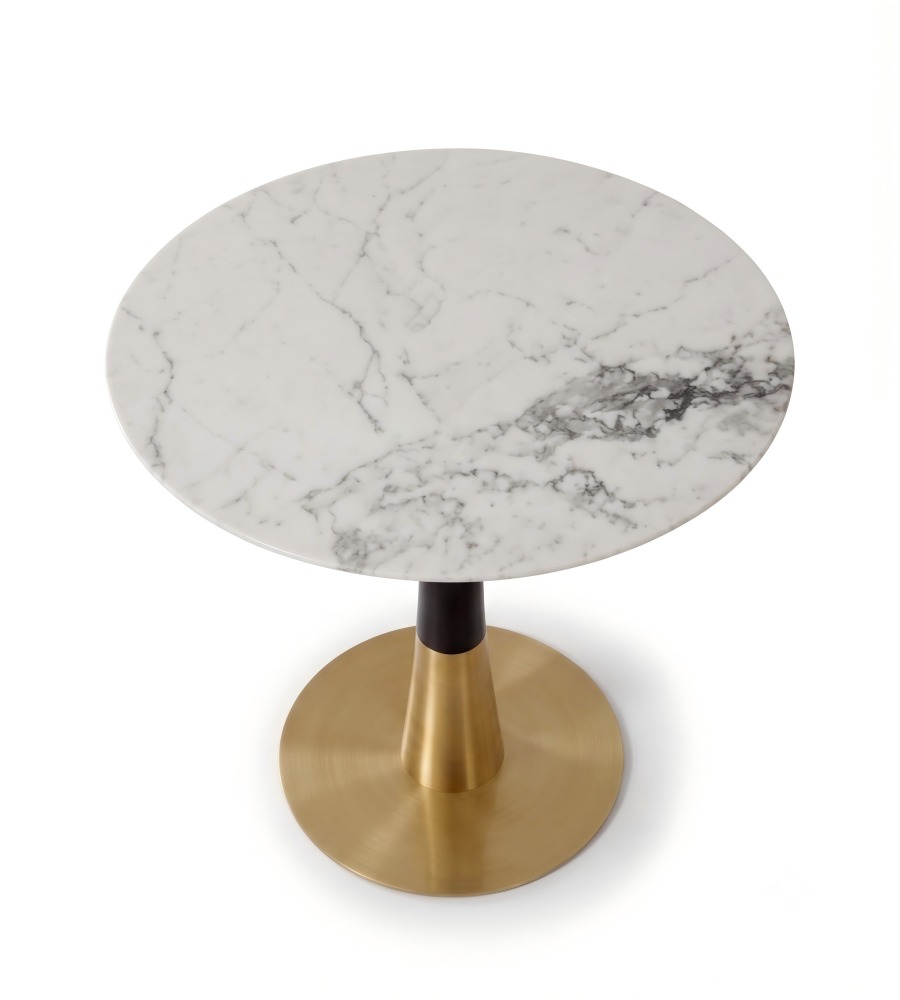 輕奢白色岩板雙色不銹鋼圓形洽談枱 Light Luxury Sintered Stone Round Table