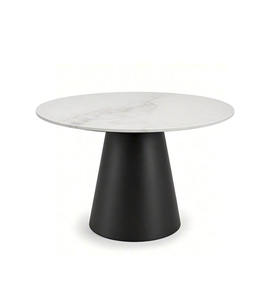 現代白色岩板圓形餐枱 Modern White Sintered Stone Round Dining Table