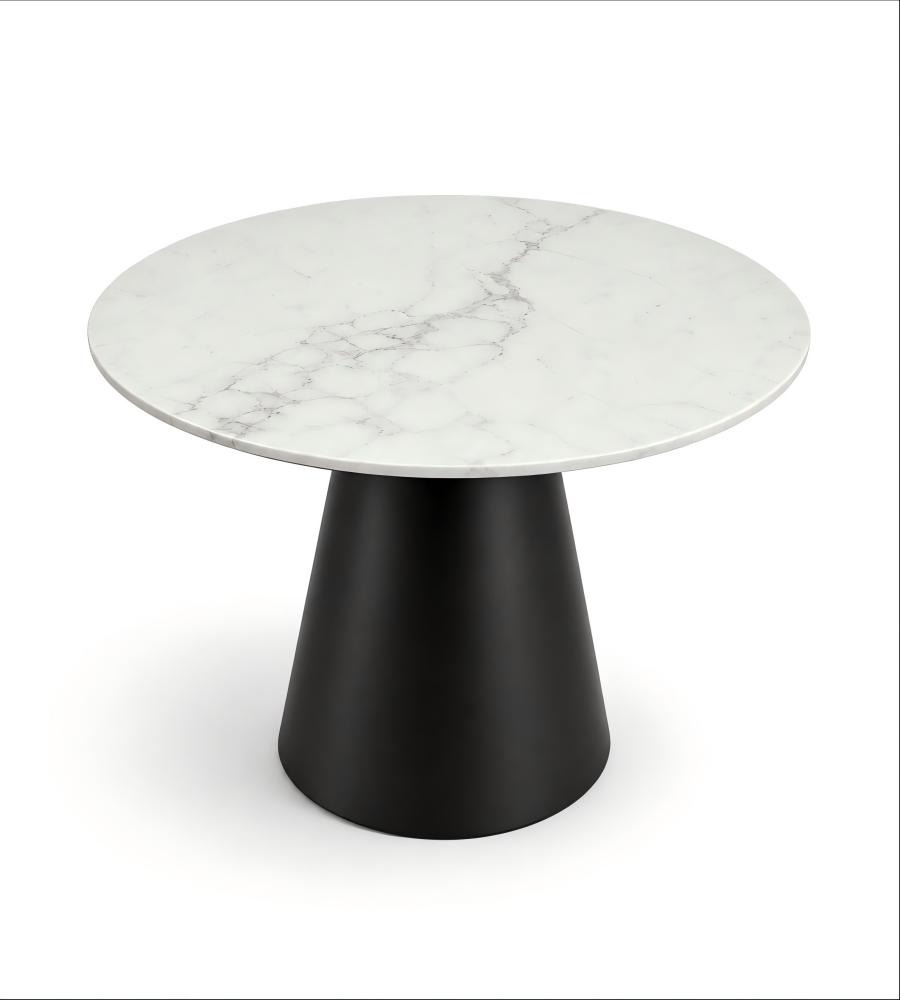 現代白色岩板圓形餐枱 Modern White Sintered Stone Round Dining Table