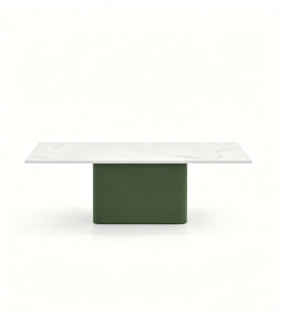 輕奢白色岩板綠色西皮長方形茶几 Sintered Stone Rectangular Coffee Table