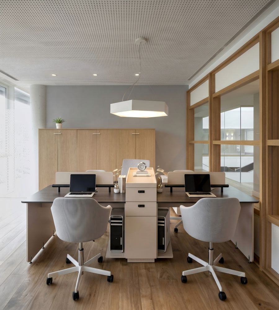 輕奢深木色雙人帶儲物櫃辦公枱 Light Luxury Dark Wood 2-Person Office Desk with Storage Cabinet