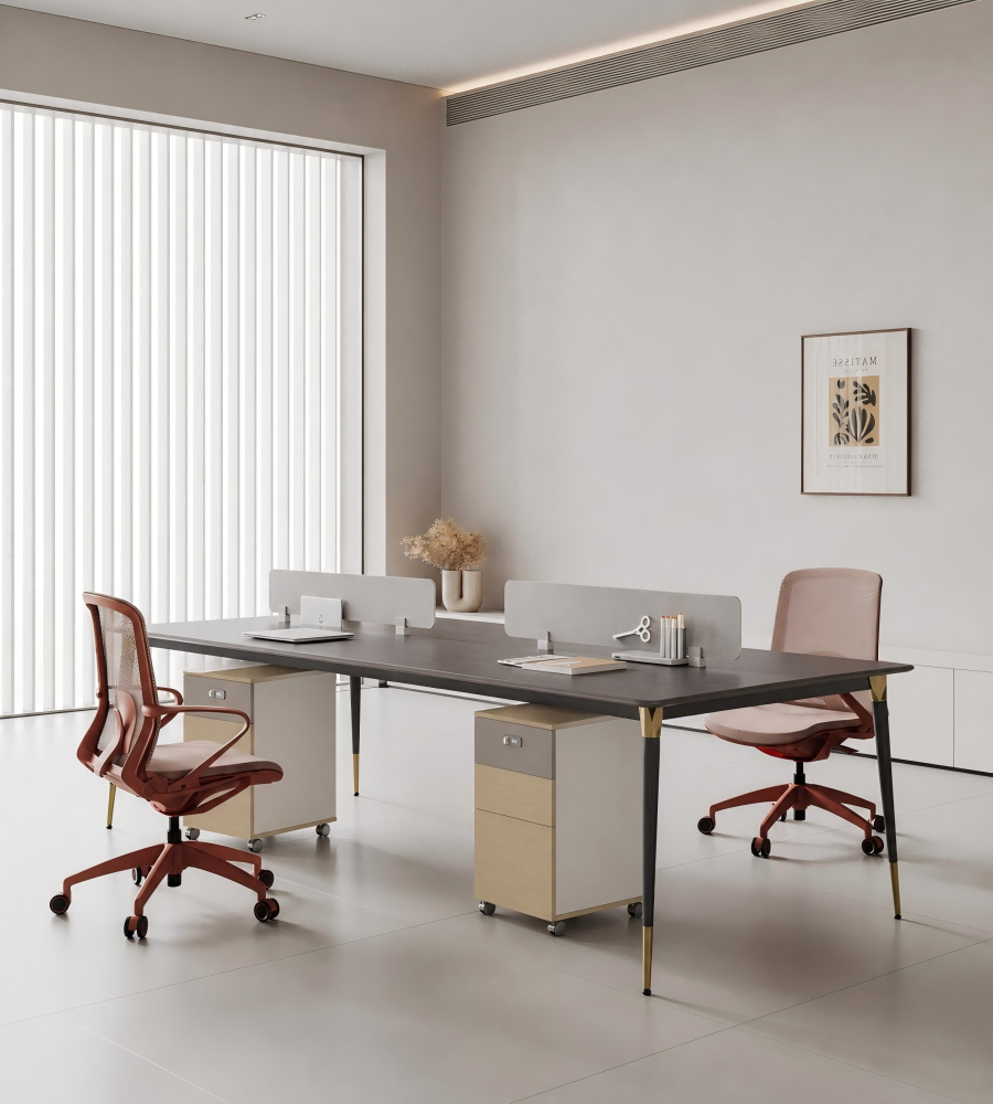 現代淺木色拼灰色三櫃桶密碼鎖帶轆活動櫃 Modern Light Wood & Grey 3-Drawer Mobile Pedestal with Lock