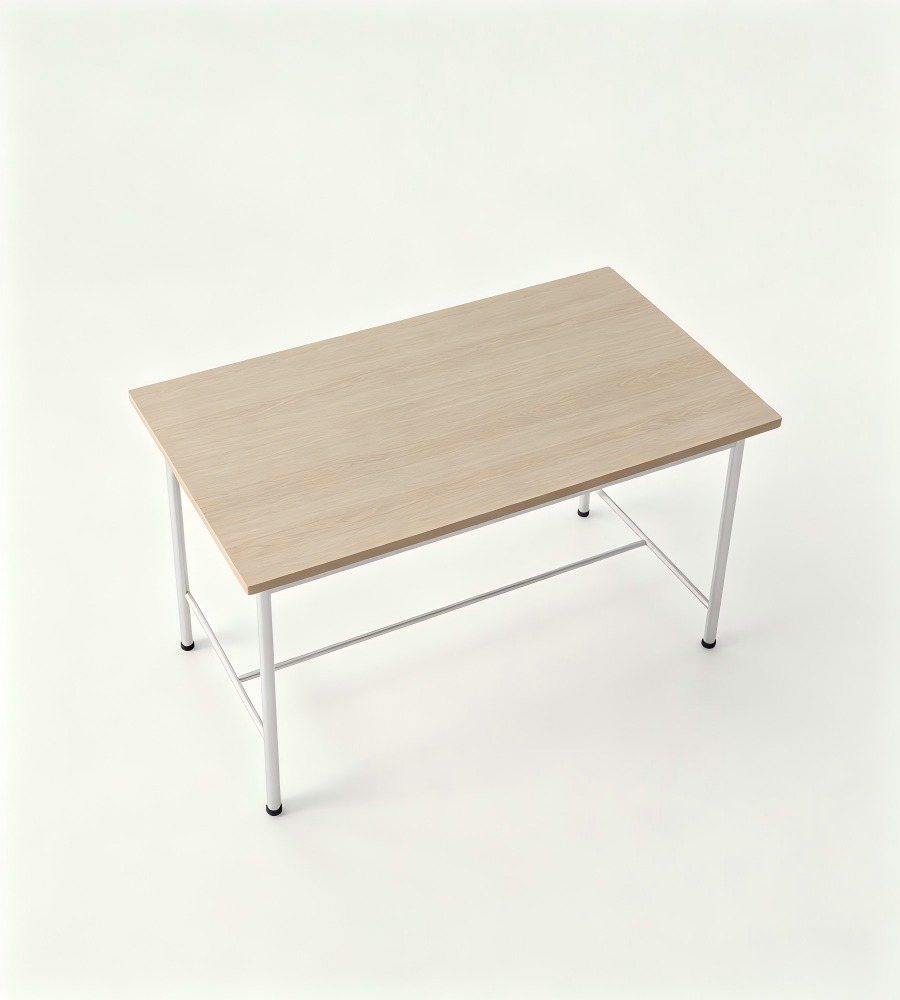 簡約木色鋼架長方形餐枱 Minimalist Wood Rectangle Dining Table