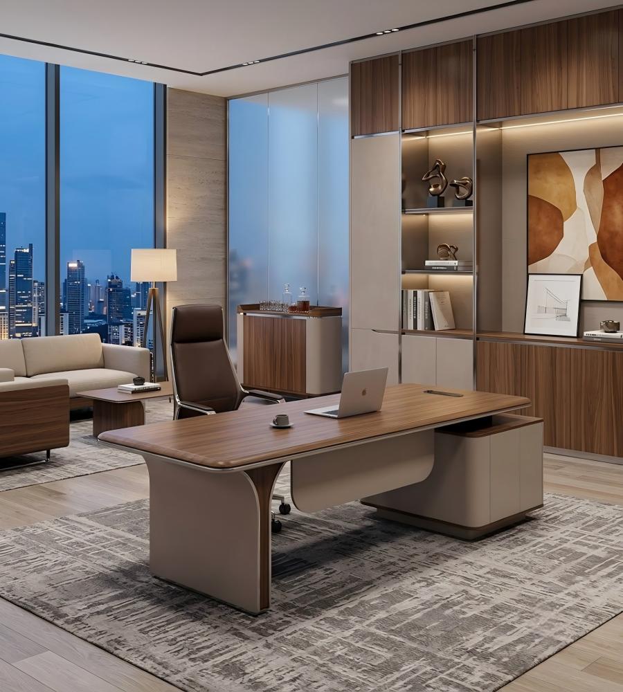 雙色簡約商務老闆台 Two-Tone Minimalist Executive Desk