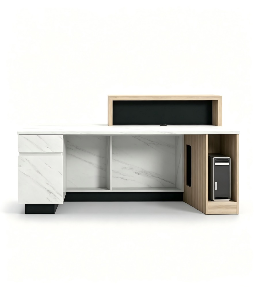 輕奢風大理石木紋接待站 Luxury Marble & Wood-Finish Reception Station