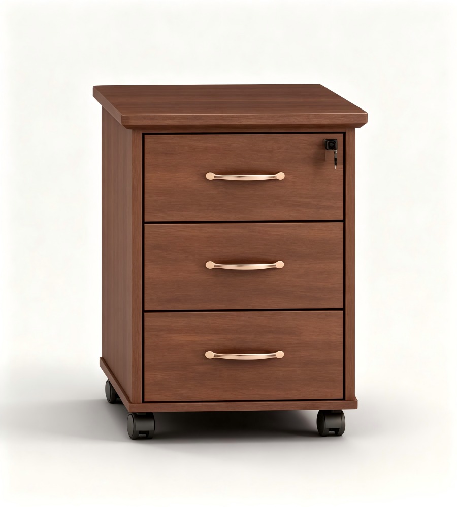 胡桃木三層活動櫃	Walnut 3-Drawer Mobile Pedestal