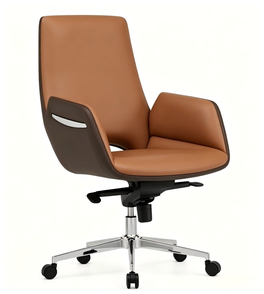 棕深棕雙色五星腳會議椅 Brown and Dark Brown Two-Tone Five-Star Base Conference Chair