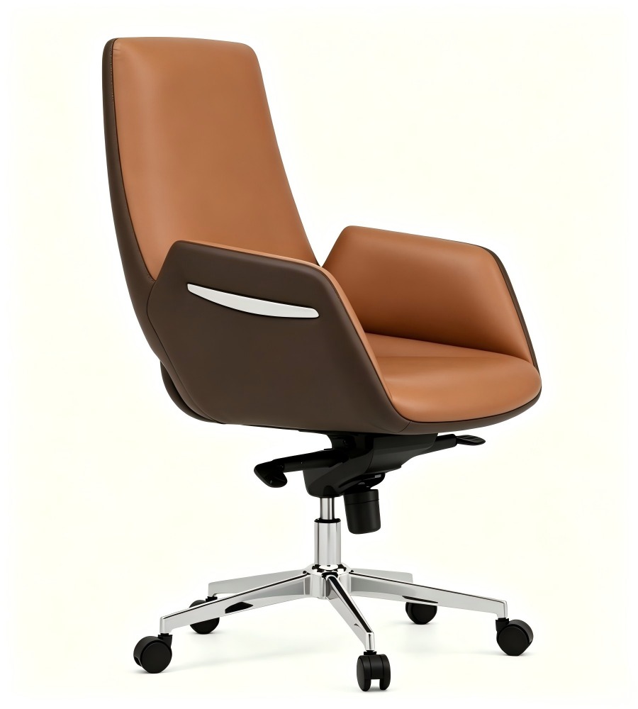 棕深棕雙色五星腳會議椅 Brown and Dark Brown Two-Tone Five-Star Base Conference Chair