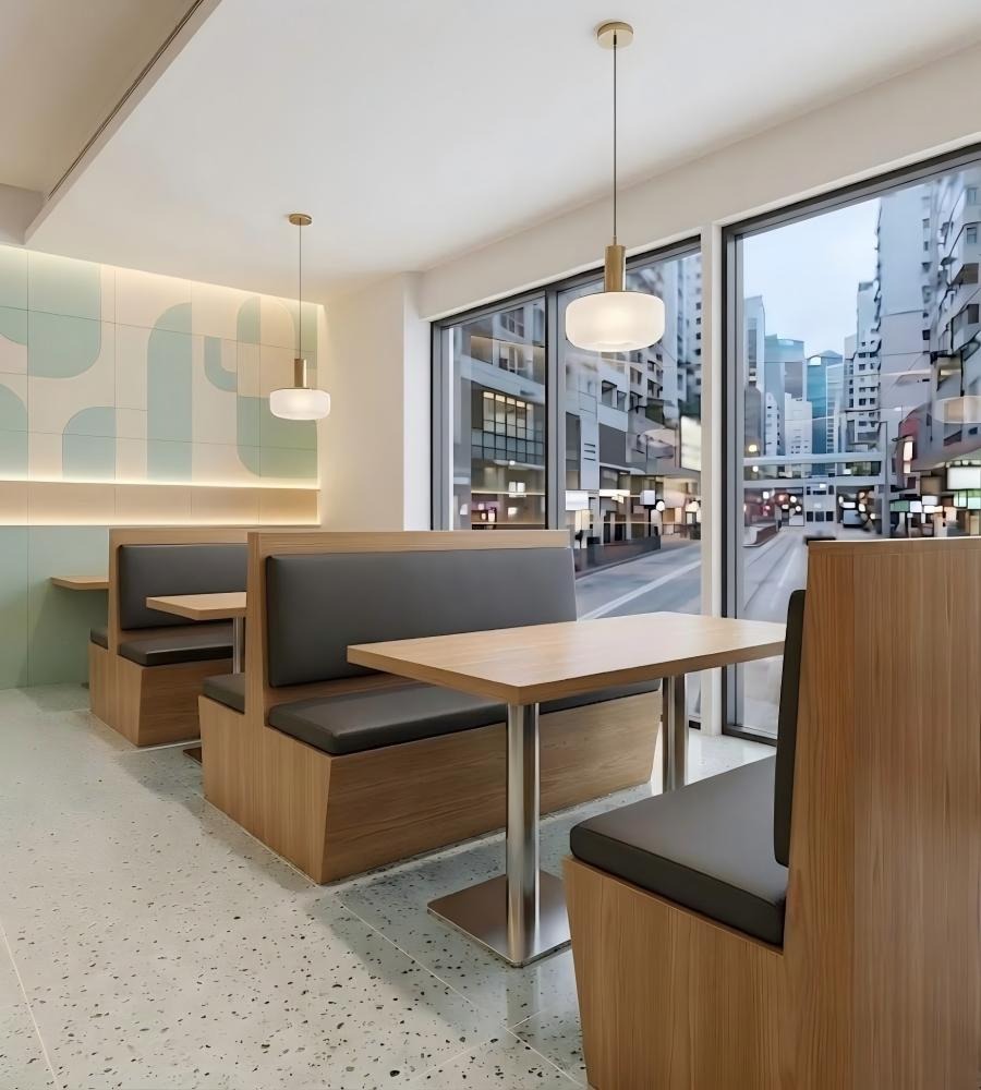 現代簡約風無紋卡座 Modern Minimalist Flat-Back Booth