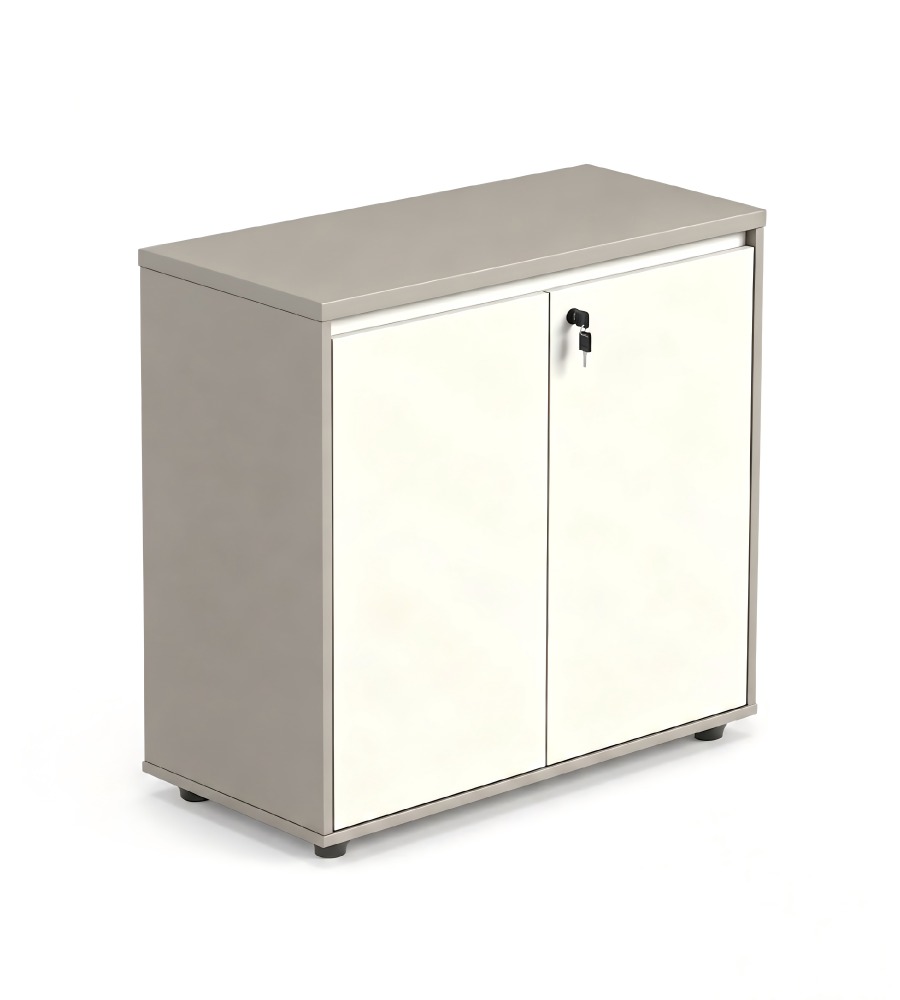 灰白拼色防火板矮身雙掩門帶鎖文件櫃 Gray & White MFC Low Lockable File Cabinet