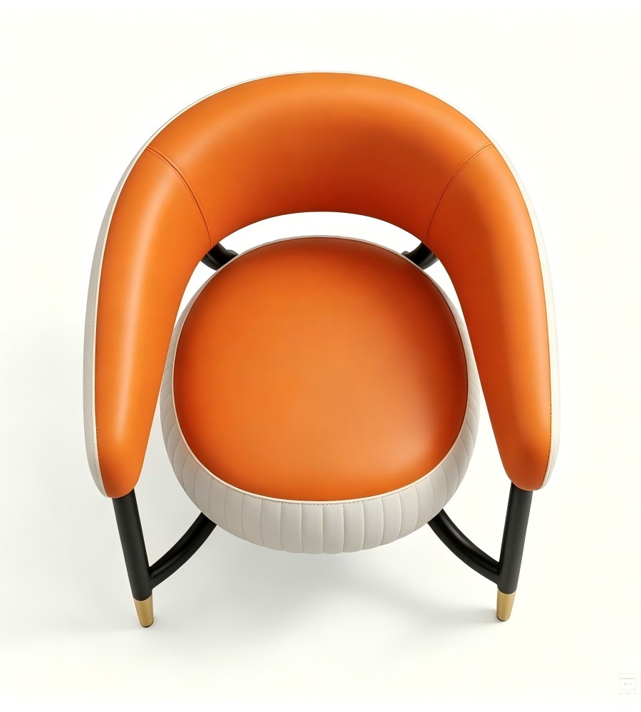 現代輕奢風橙灰椅 Modern casual luxury orange and grey chair