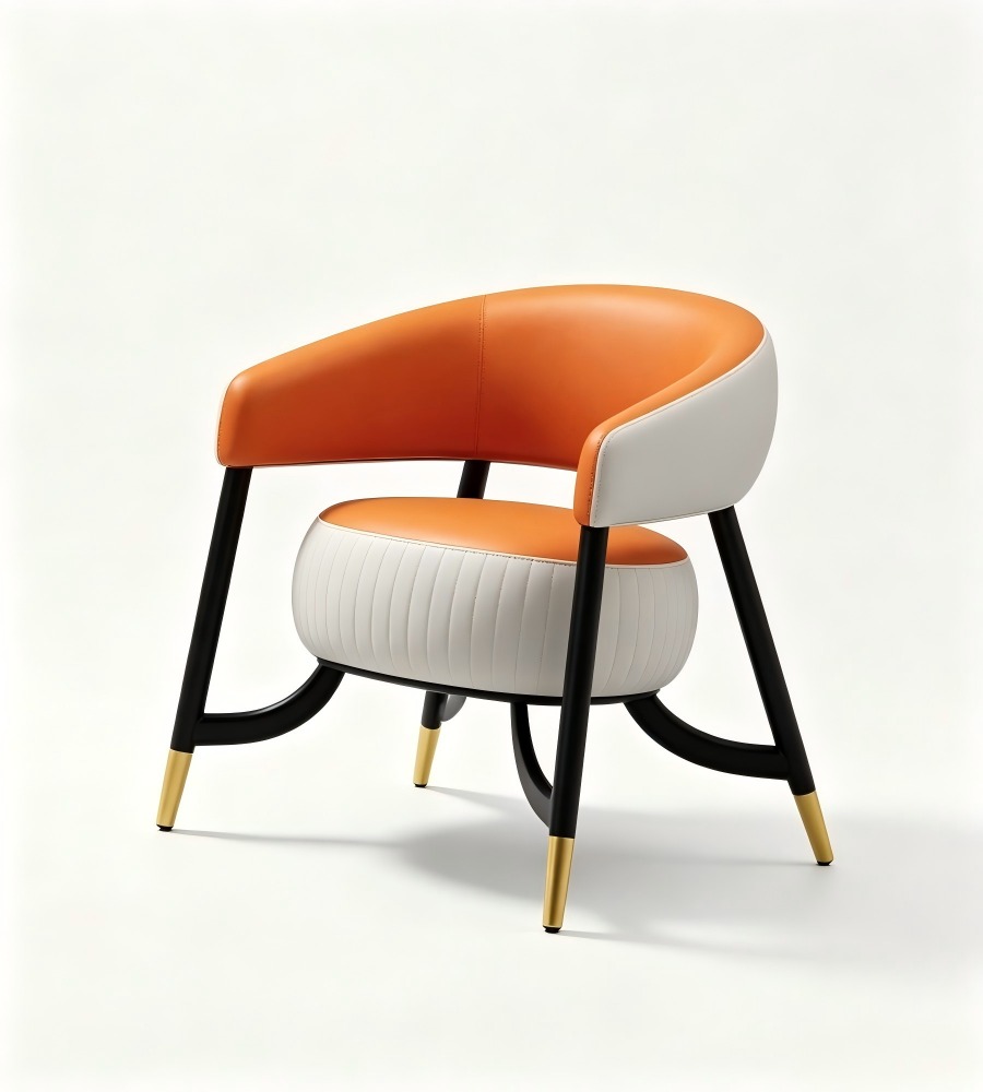 現代輕奢風橙灰椅 Modern casual luxury orange and grey chair