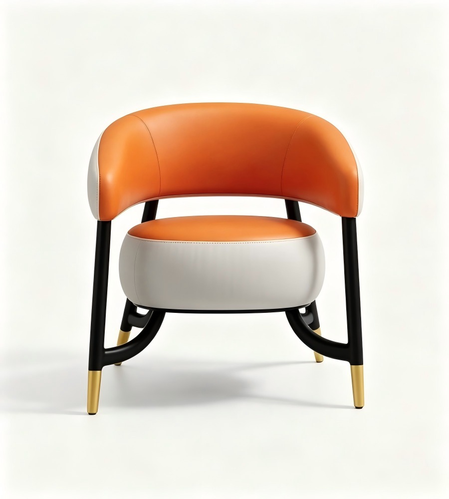 現代輕奢風橙灰椅 Modern casual luxury orange and grey chair