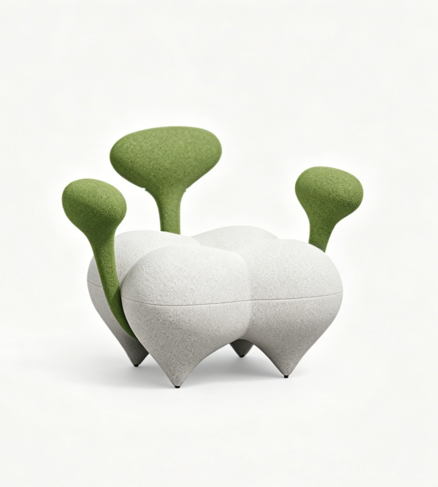 創意綠白雙色布藝單座位梳化 Creative Green and White Fabric Single-Seater Sofa
