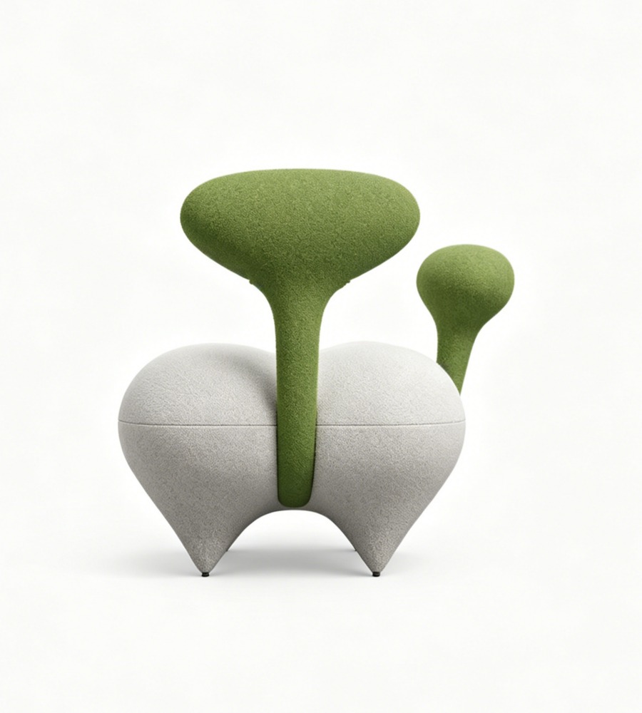 創意綠白雙色布藝單座位梳化 Creative Green and White Fabric Single-Seater Sofa