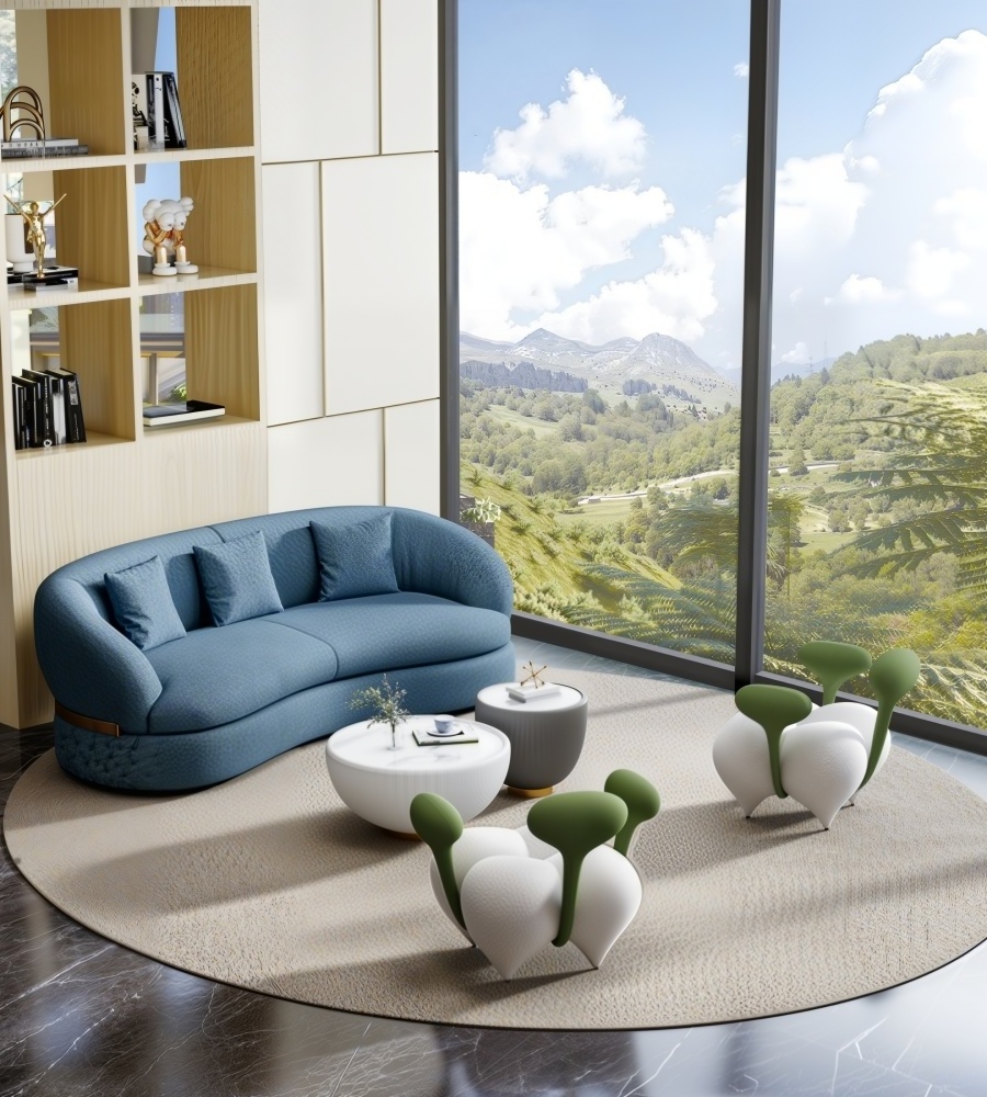 創意綠白雙色布藝單座位梳化 Creative Green and White Fabric Single-Seater Sofa