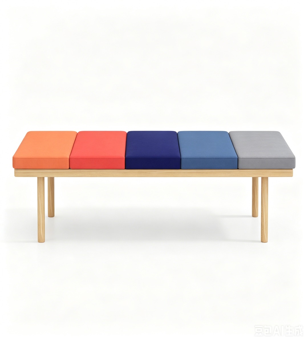 現代原木色西皮長方形茶几 Modern Natural Wood Leather Rectangular Coffee Table