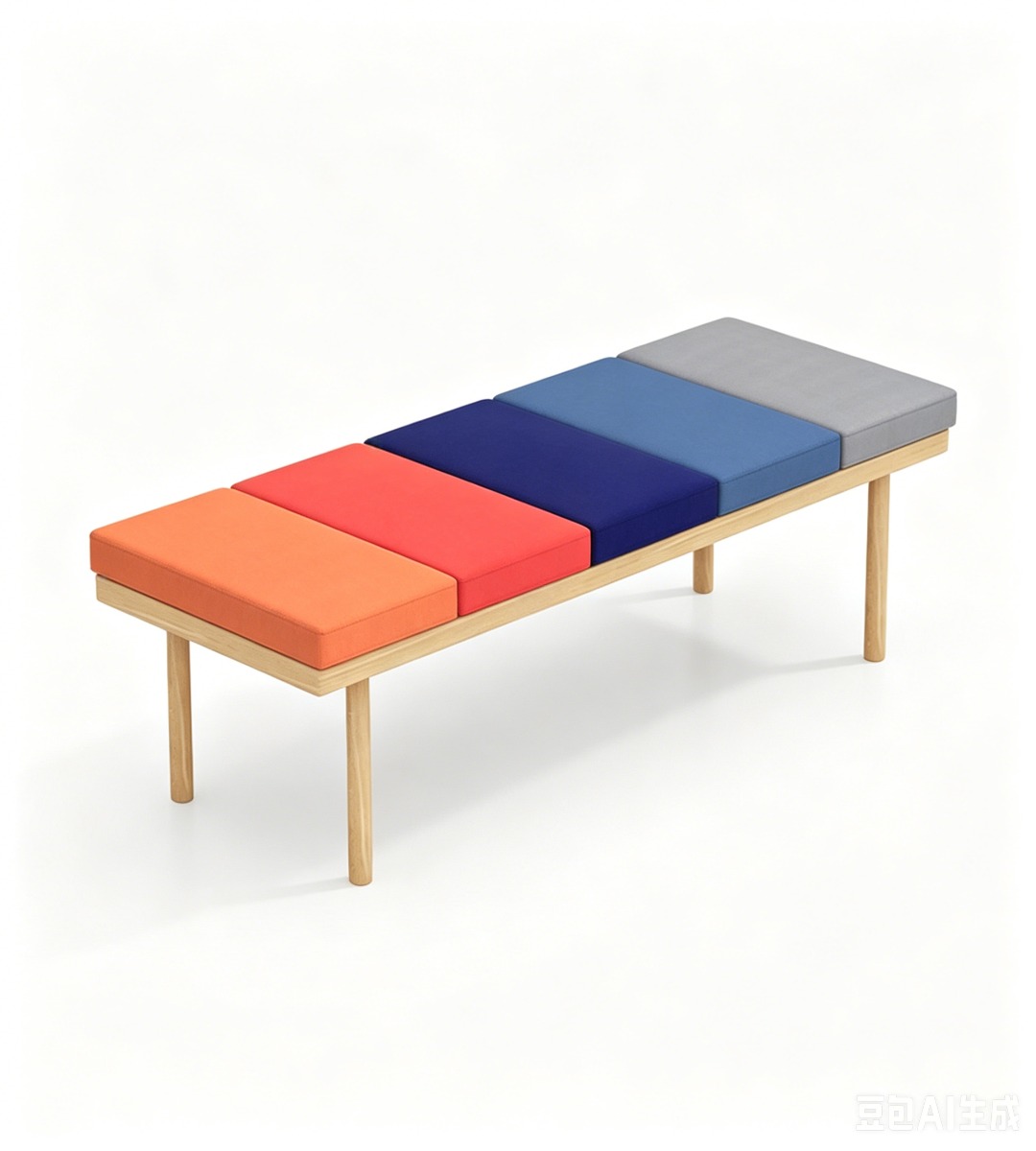 現代原木色西皮長方形茶几 Modern Natural Wood Leather Rectangular Coffee Table
