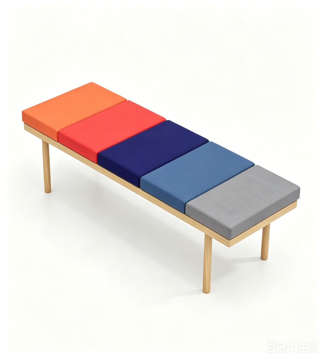 現代原木色西皮長方形茶几 Modern Natural Wood Leather Rectangular Coffee Table