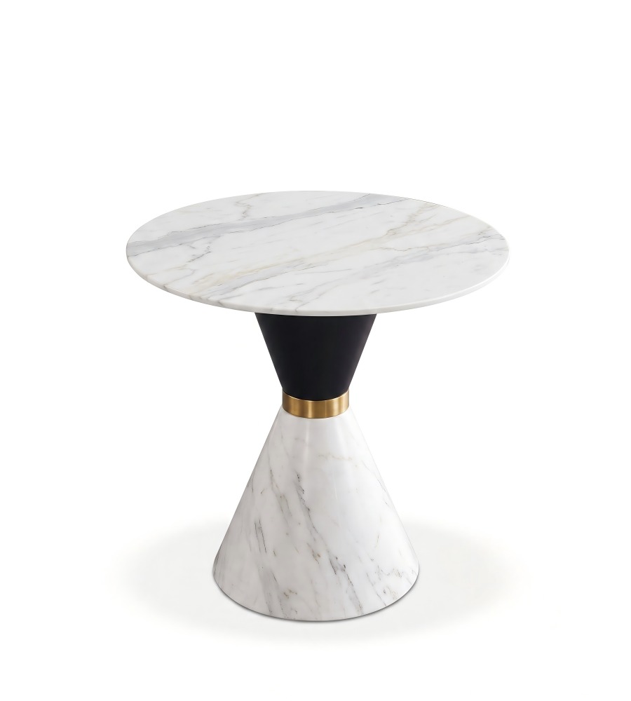 白色大理石黑白雙色鐵腳圓形洽談枱 Modern Luxury Marble Round Table