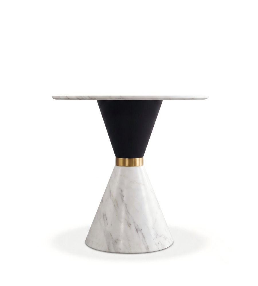 白色大理石黑白雙色鐵腳圓形洽談枱 Modern Luxury Marble Round Table