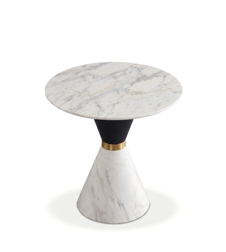 白色大理石黑白雙色鐵腳圓形洽談枱 Modern Luxury Marble Round Table