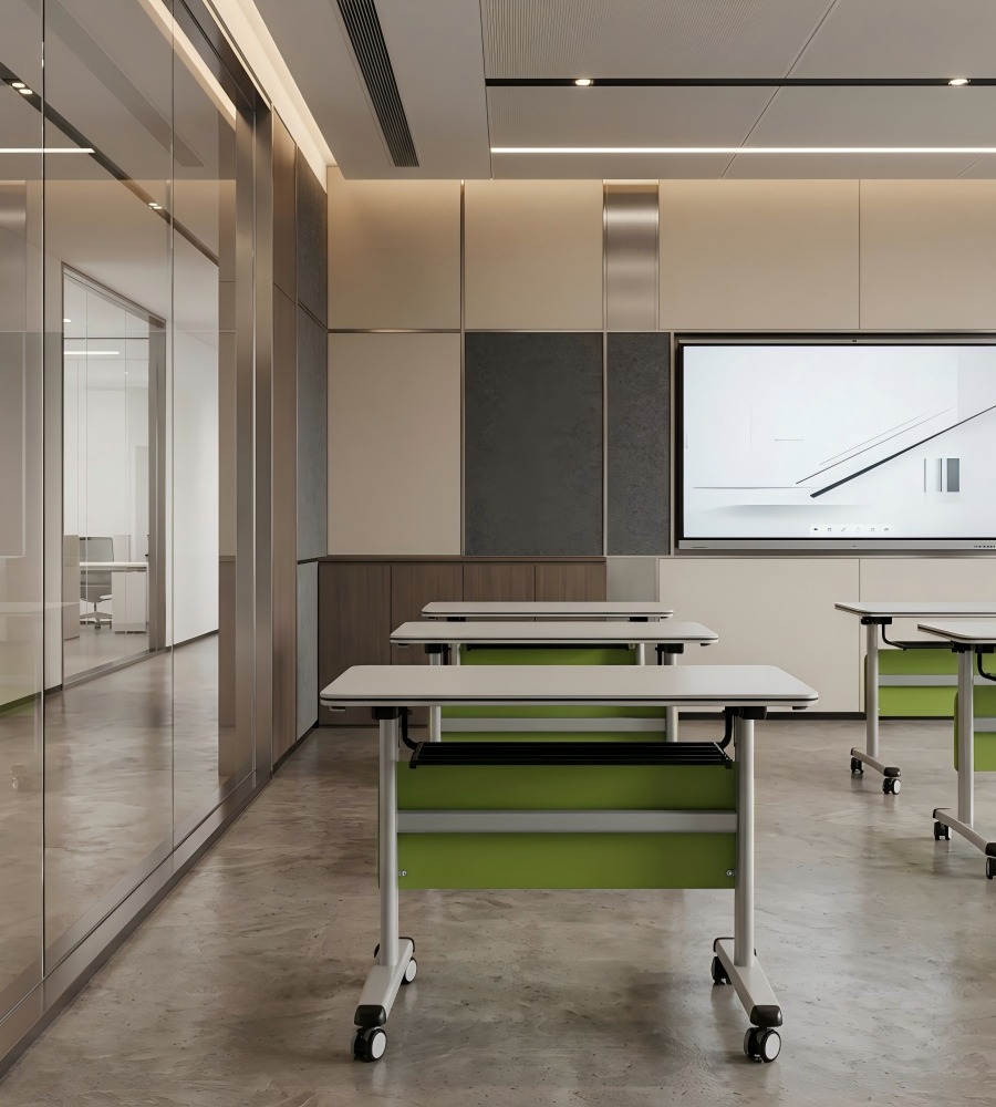 現代實用淺灰拼綠色培訓枱 Modern Practical Light Grey and Green Training Table