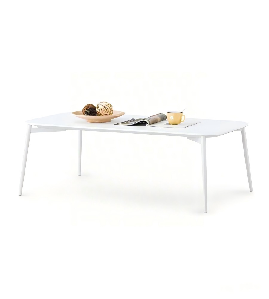 簡約白色金屬長方形茶几 Minimalist White Metal Rectangular Coffee Table