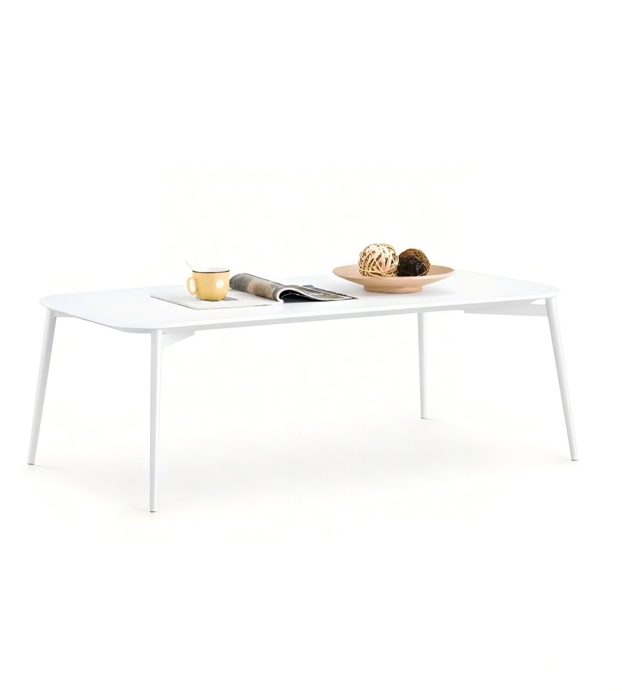 簡約白色金屬長方形茶几 Minimalist White Metal Rectangular Coffee Table